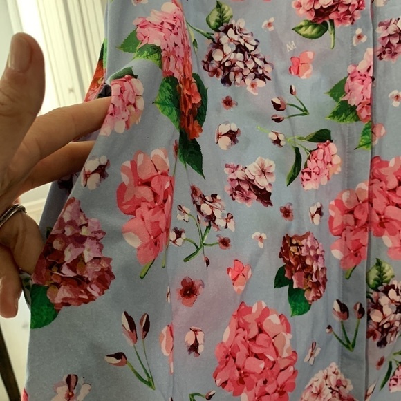 Perlavera size M floral blue pink shirt dress hydrangeas print - Picture 4 of 14